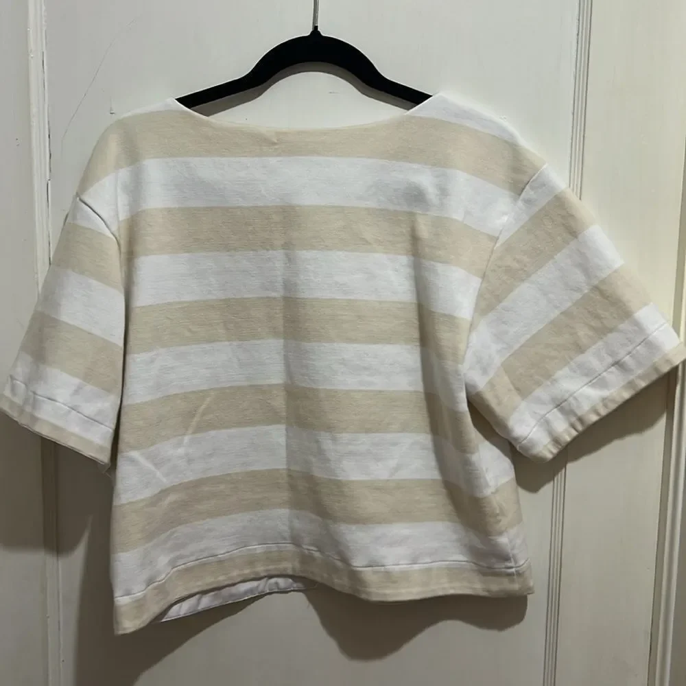 Single Thread Boxy Cropped Heavy Weight Striped Tee womens Medium Nice!